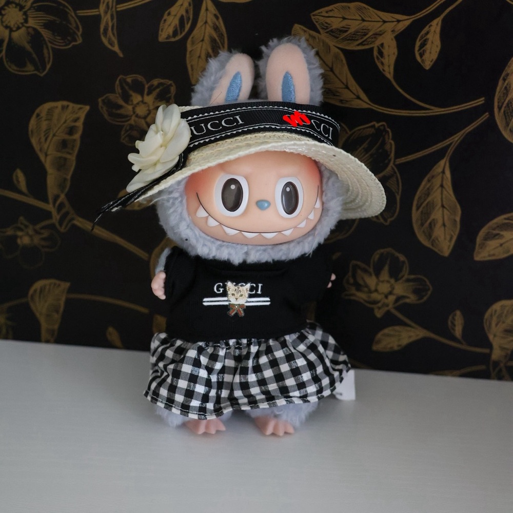 Labubu Clothes Shirt, Skirt and Straw Hat (DOLL NOT INCLUDED)